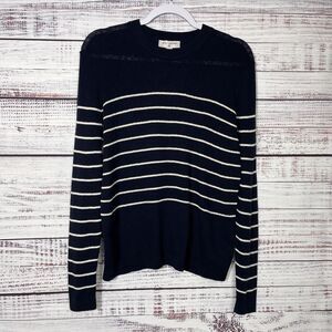 NILI LOTAN For Target Sweater Womens L Striped Cotton Wool Cashmere Navy Blue